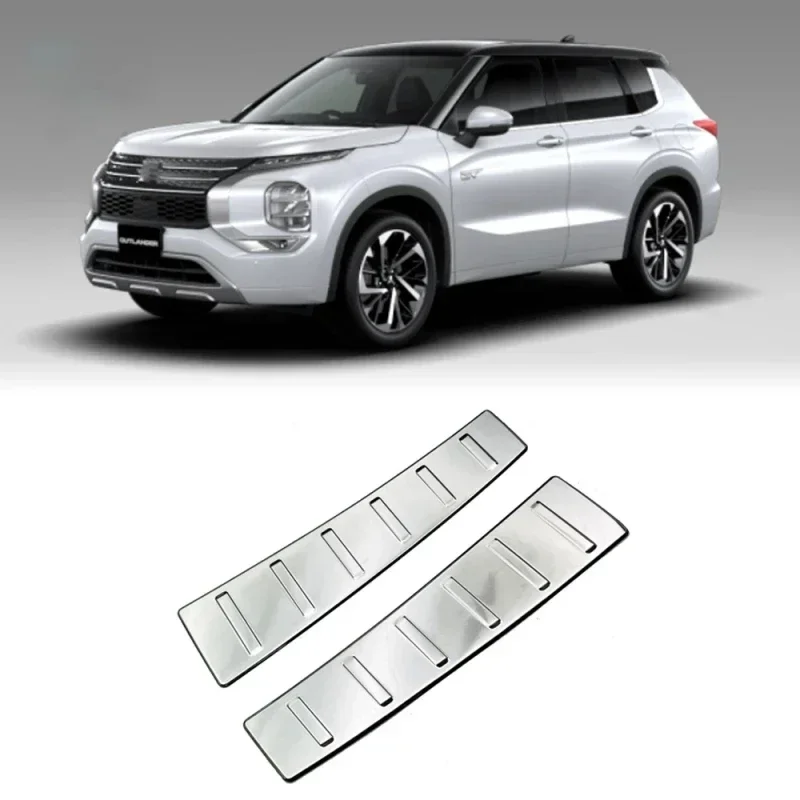 For Mitsubishi Outlander 2022 2023 Auto Rear Bumper Foot Plate Trunk Door Sill Guard Protector Cover Car Rear Trunk Sill Cover