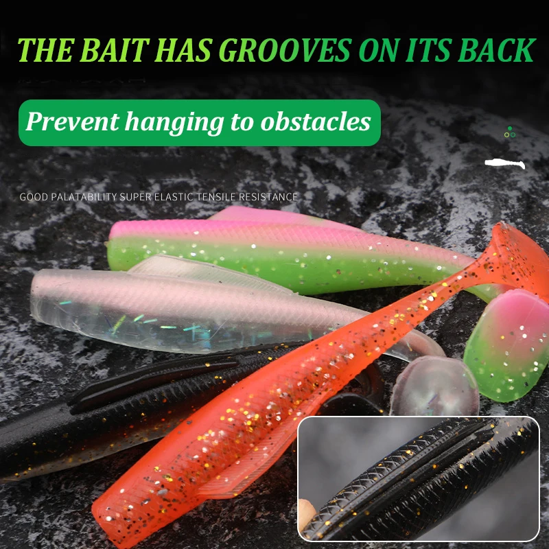 HYCTOR 4cm/6cm/8cm/10cm/12cm TPR Soft Worm Bait Lures Paddle Tail Trout Bass Pike Artificial Soft Fishing Silicone Lure