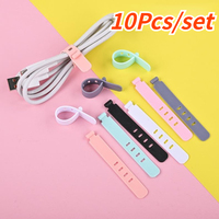 10Pcs/set Cable Organizer Earphone Clip Charger Cord Management Silicone Wire Manager Holder Data Line Bobbin Winder Straps