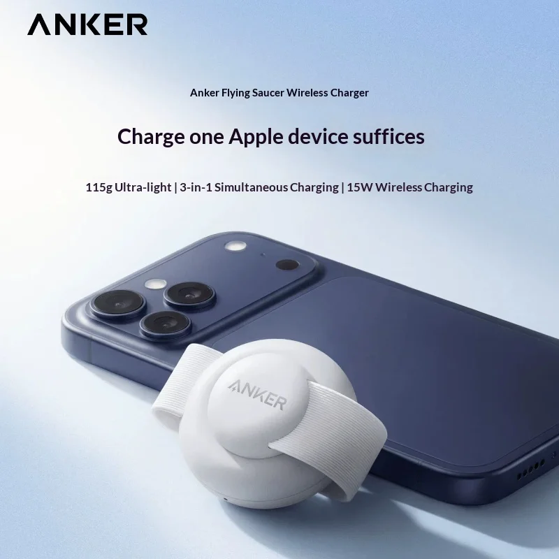 Anker 15w 3 In 1 Wireless Charger Portable Certified Fast Ufo Charging Station For Phone 15 Phone 16 Pro Intelligence Watch