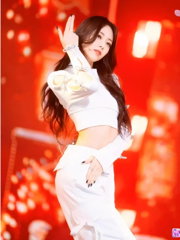 Gruppo coreano HipHop Pantaloni bianchi Kpop Abiti da palcoscenico Kpop Idol Jazz Dance Gogo Ballerino Street Wear Dance Outfit Costume di scena Bianco