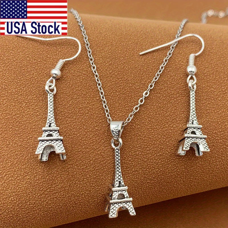 3 قطعة/المجموعة برج ايفل باريس القرط قلادة مجموعة #1