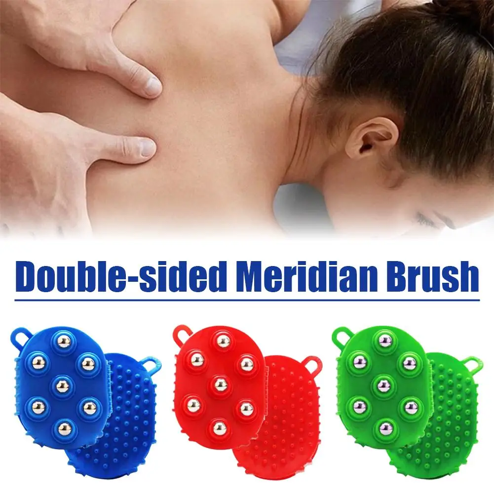 

Double Side Massage Brush Rotating Steel Ball Massage Brush Portable Body Scraping Massage Brush Waist, Leg and Arm Massager