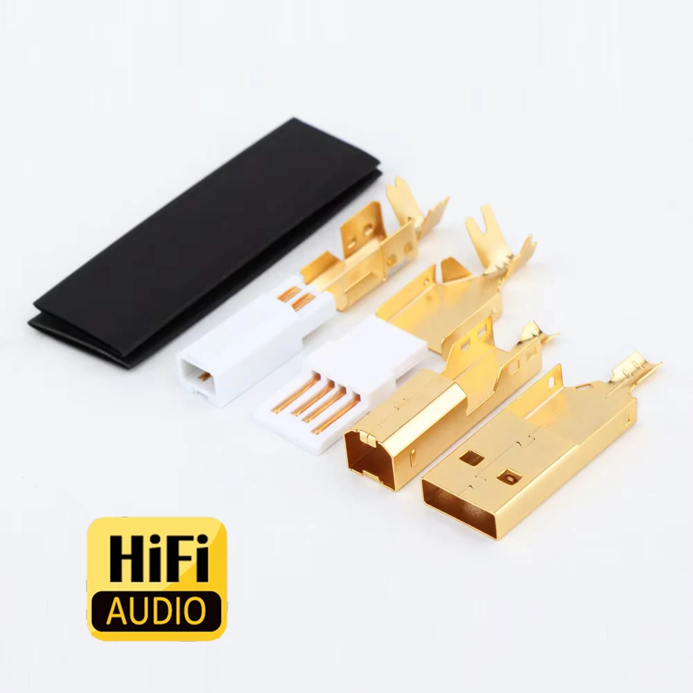 High-end Tellurium Copper Rose Gold Gold/Silver Plated USB Connector Type A-B USB Plug DIY USB Cable soldered Connector Jack