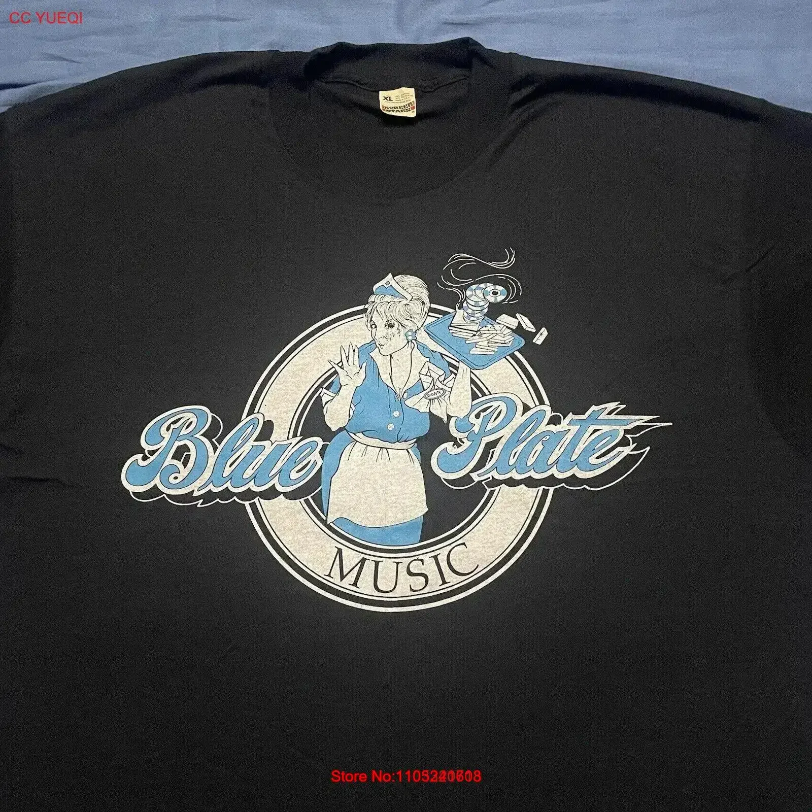Promo 1991 BLUE PLATE Label Music T Shirt MOUNTAIN STAGE Dr John Prine NRBQ REM vintage Washed Stretched Stylish Casual