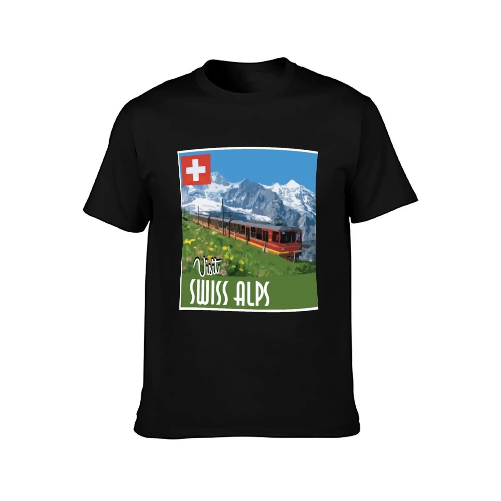 Vintage Travel Poster Swiss Alps T-Shirt Work Comfort for Men T-Shirt