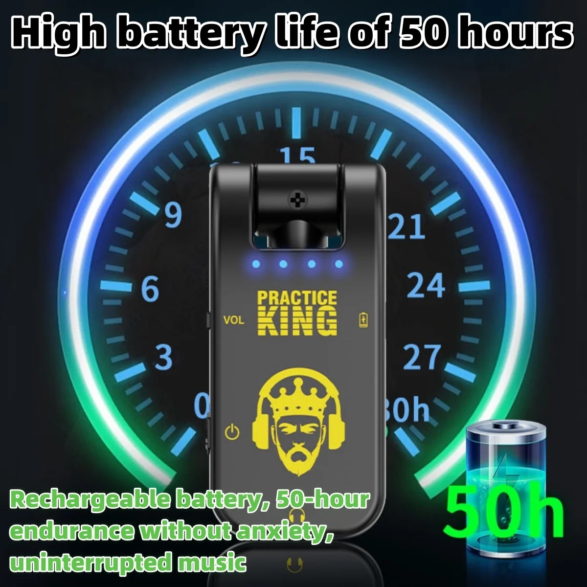 Miwayer Practice King Silent Guitar Amp|HD Audio|282°Rotatable|50H Rechargeable Headphone Amp|Portable Guitar Earphone Amplifier