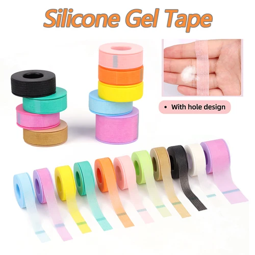 Imagen 2 del producto 10 rollos de cinta de Gel de silicona para extensión de pestañas, cinta no tejida debajo de los ojos, almohadillas, mezcla de colores, pegatina transpirable para ojos, parches para ojos