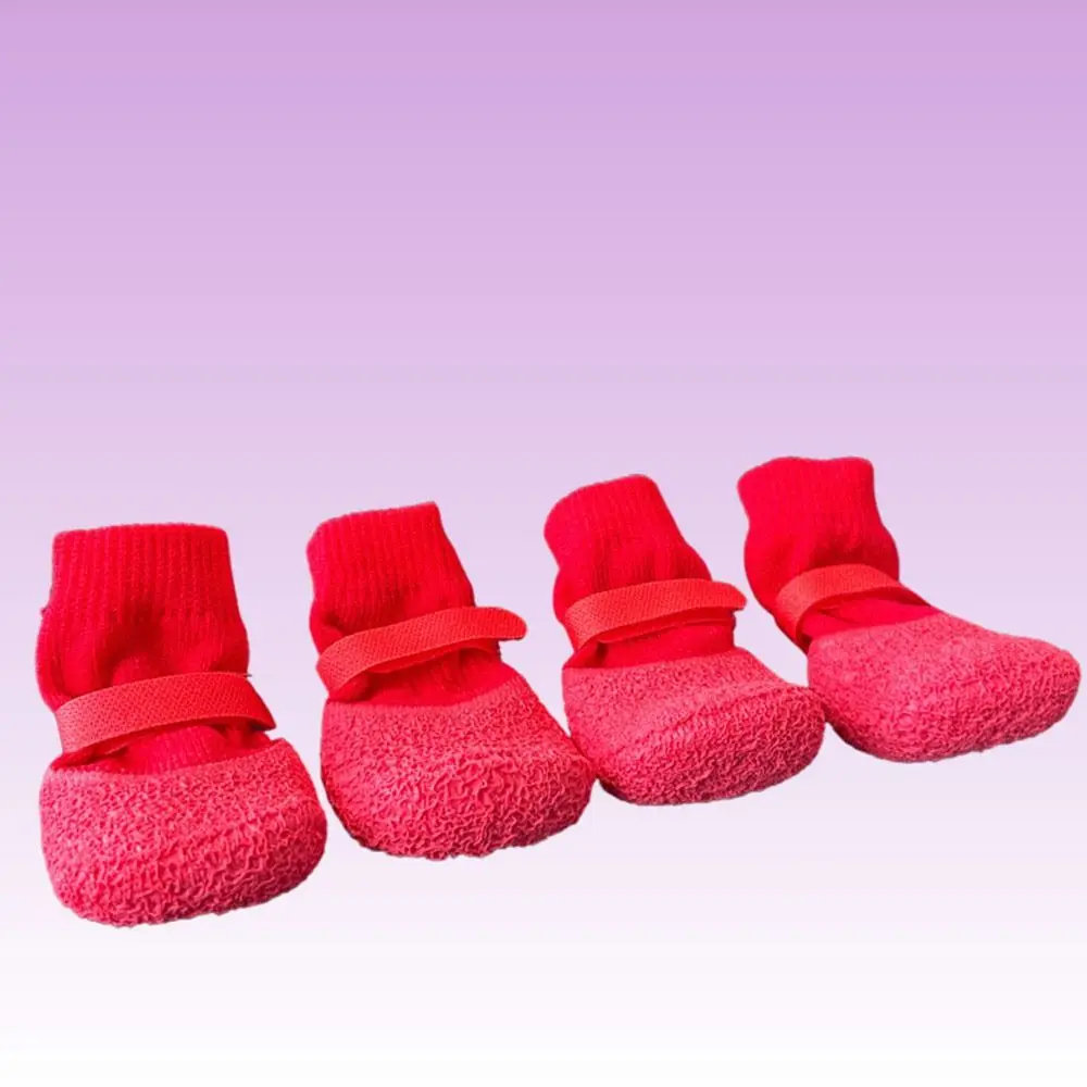 4-teiliges Set Tragbare Rutschfeste Hundeschuhe Wasserdichte Verstellbare Pfotenabdeckung Atmungsaktive Schmutzabweisende Haustierstiefel Herbst Winter – Detail 6