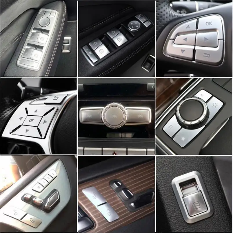 Adecuado para Mercedes-Benz Gle modificación interior ml350 gl400 gl300 gls450 pegatinas de botón decorativos de puerta