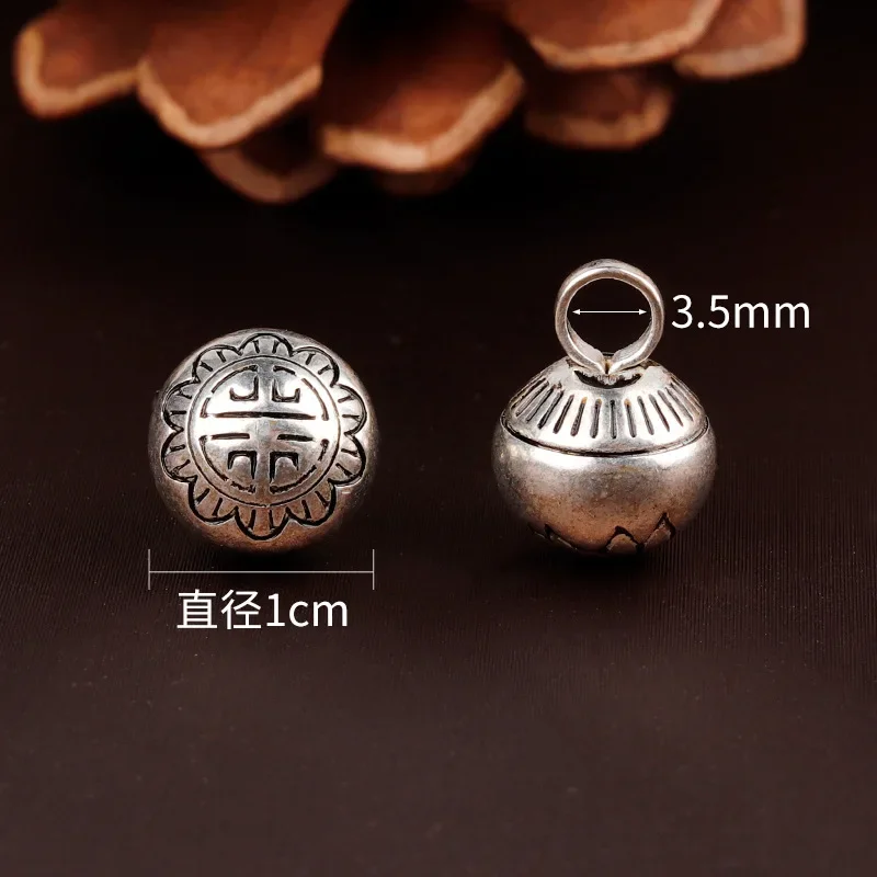 Chinese Disc Buckle Button Bracelet Copper Accessories, Solid Round Tang Suit, Hanfu Button, Retro, 5Pcs