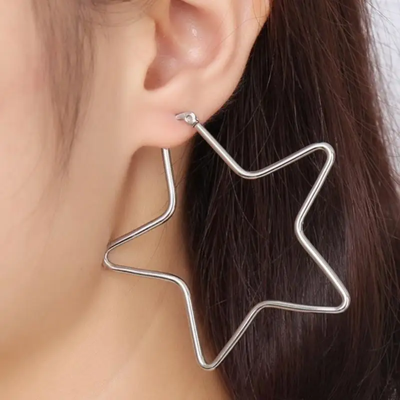 

Elegant Gold/Steel Star Earrings Lightweight Designs Studs For All Day Comfort
