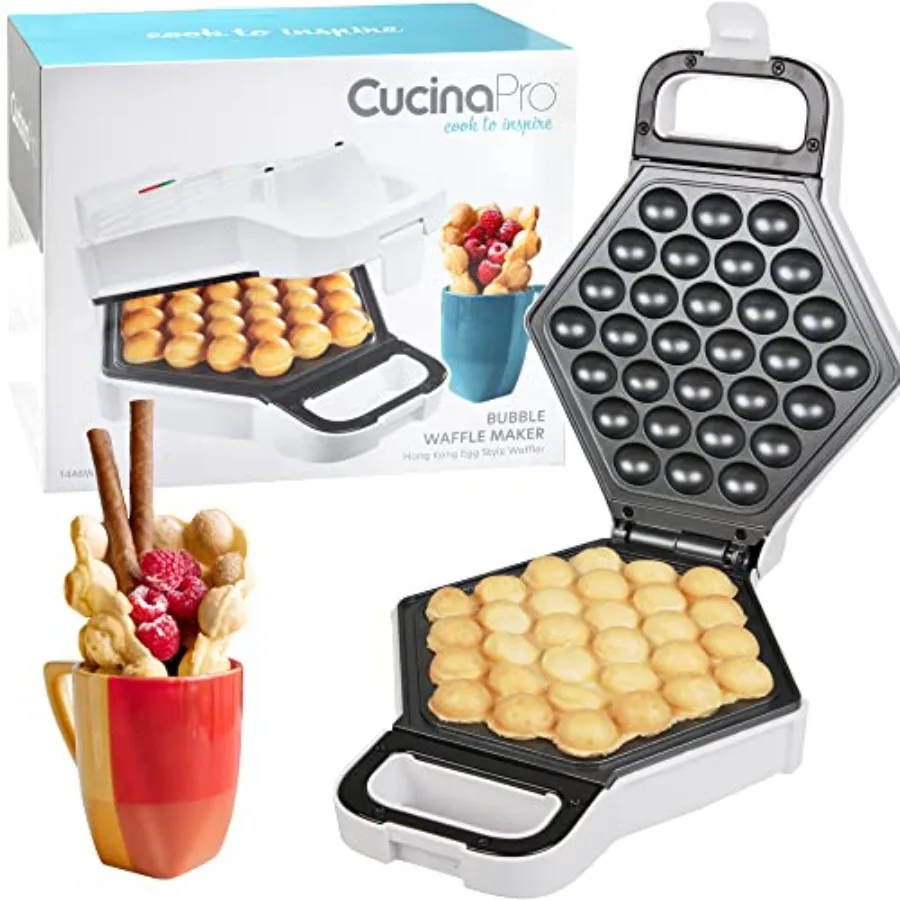 

Bubble Waffle Maker- Electric Nonstick Hong Kong Egg Waffler Iron Griddle w Ready Indicator Light- Ready in under 5 Mins w Reci