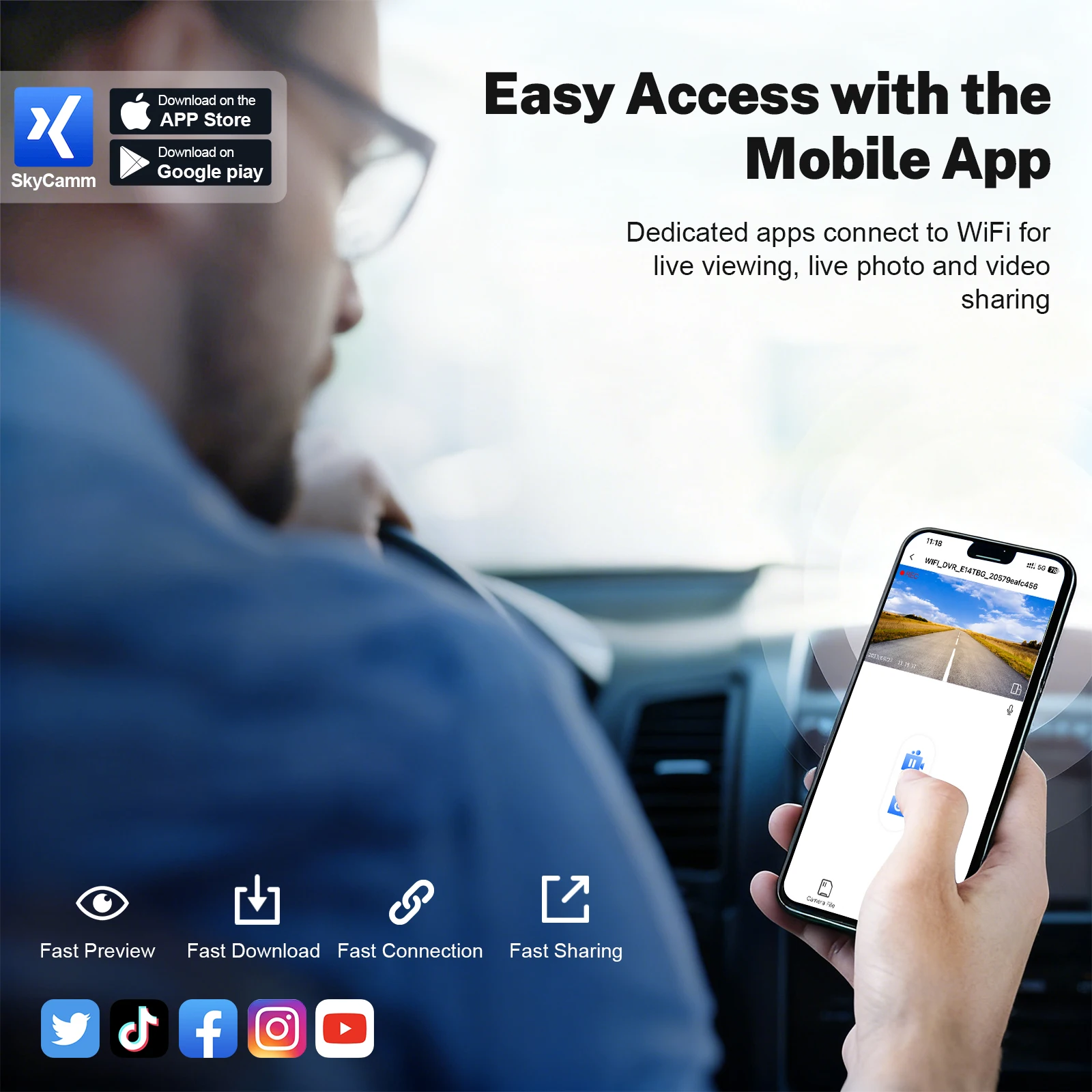 كاميرا داش 4K أمامية وخلفية لسيارة Mercedes-Benz C-Class Gen4 W/S/C/A 205 2015-2021 (الطراز A/B) مسجل سيارة WiFi APP GPS DashCam #4