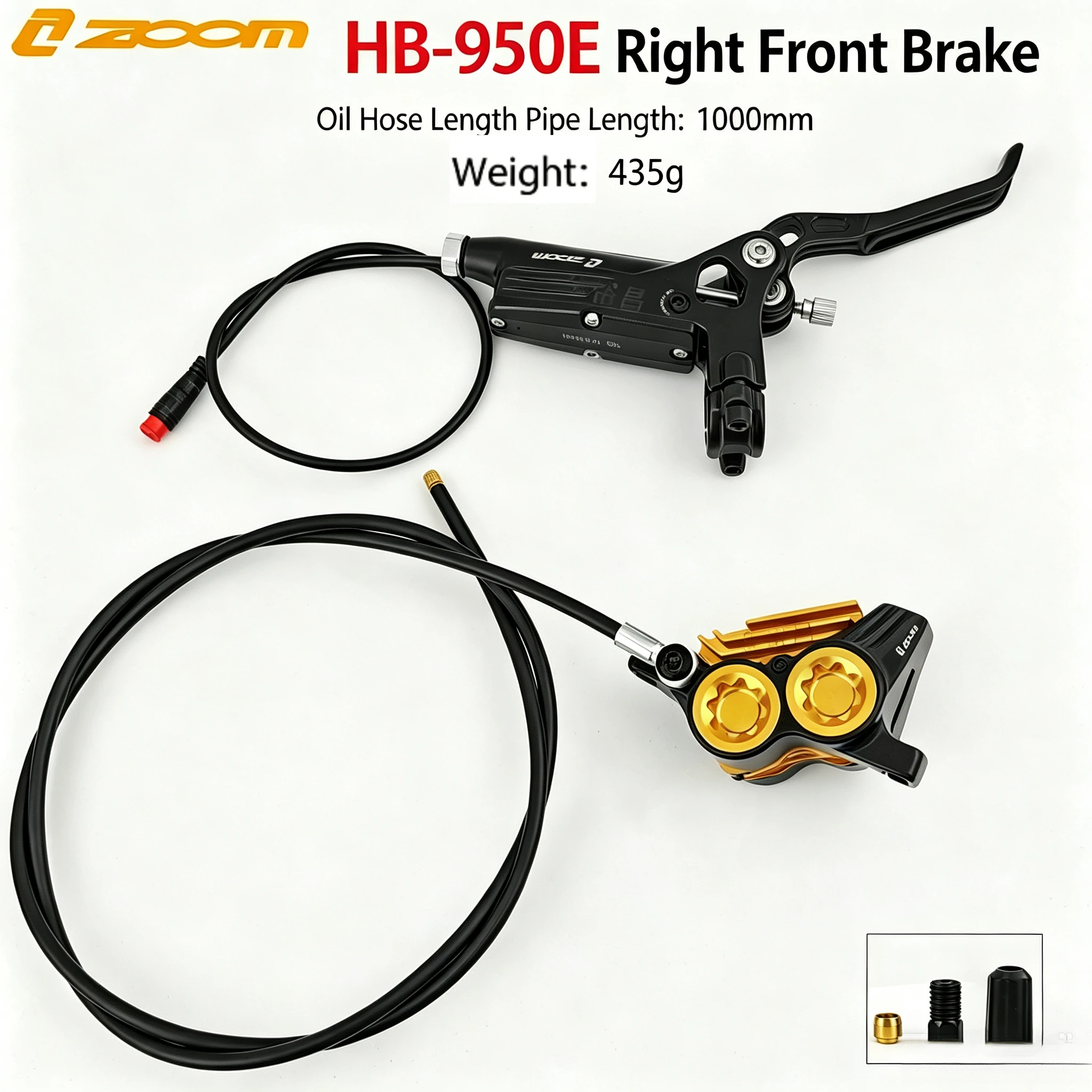 ZOOM HB-950E 4 Piston Hydraulic Disc Brake With Power Cut-off Sensor Golden Cooling Fins Front 1000mm Rear 1850mm for E-Bike image 3