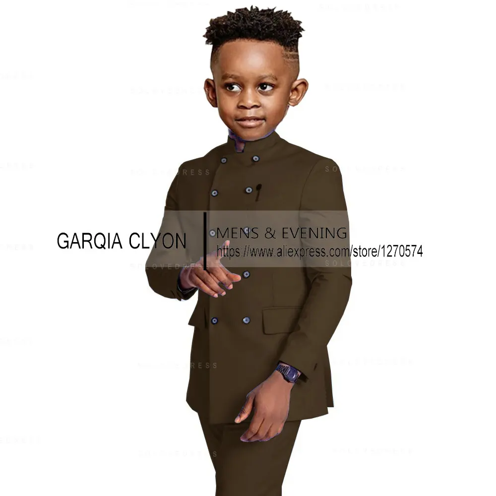 

Spring Autumn Formal Suit for Boy Children Party Stand Collar Wholesale Clothing Host Blue Blazer Pants Wedding Coat 2 Pcs