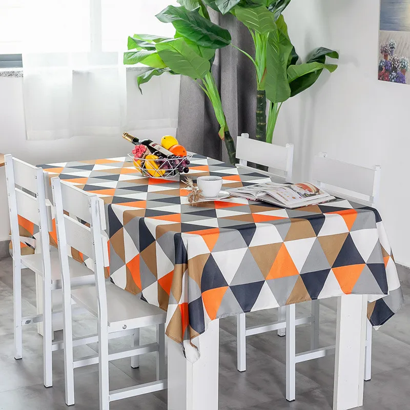 Modern Minimalist Style Rectangular Geometric Waterproof Polyester Cloth Table Cloth Home Textile Kitchen Decoration Tablecloth