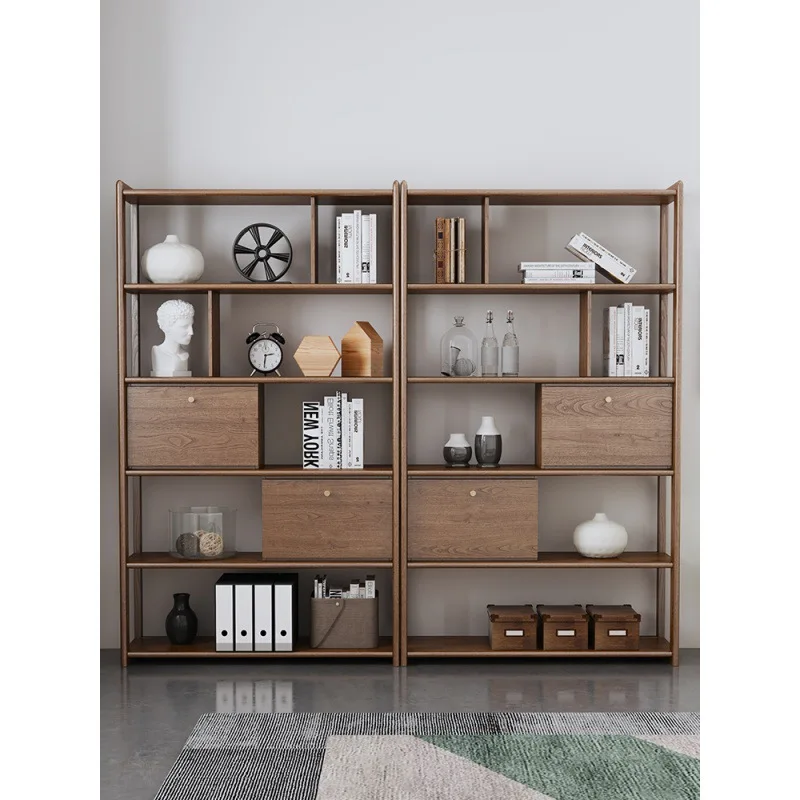 

Nordic solid wood bookshelf combination study storage shelf living room display cabinet modern simple ash wood