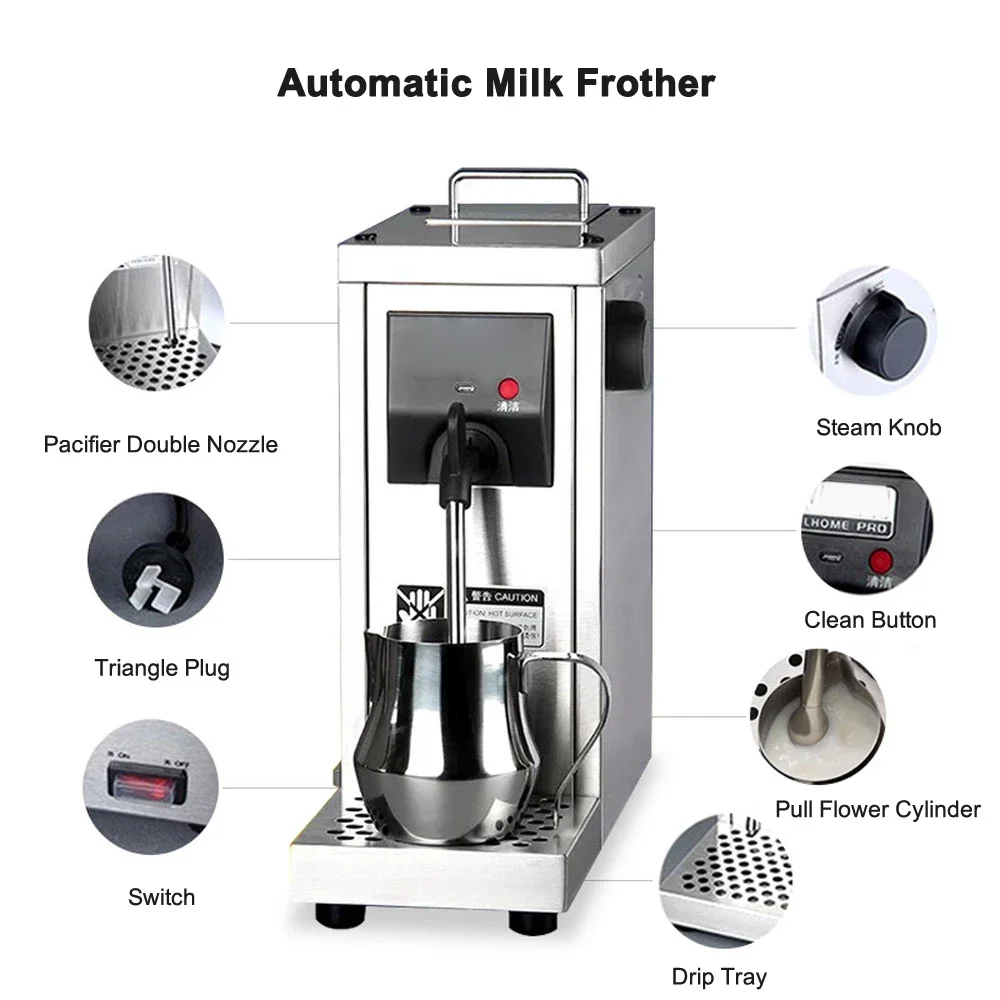 Welhome MS130T 220V Professional Milk Steamer Commercial Milk Foaming Machine Milk Steamer With Temperature Setting Milker