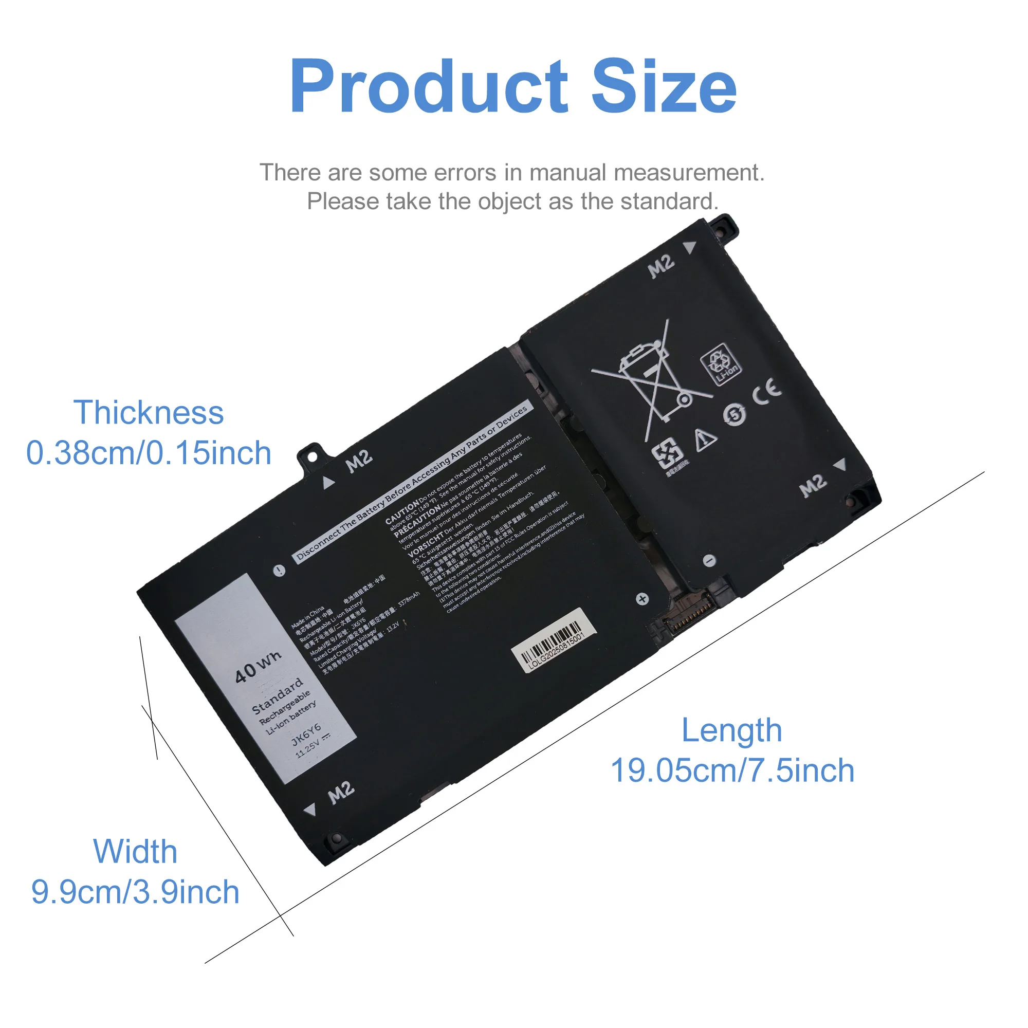 H5CKD 53WH JK6Y6 40WH Laptop Battery for Dell Inspiron 5300 5401 5400 2-in-1 Latitude 3410 3510 Vostro 14 5402 5501 5502 P129G