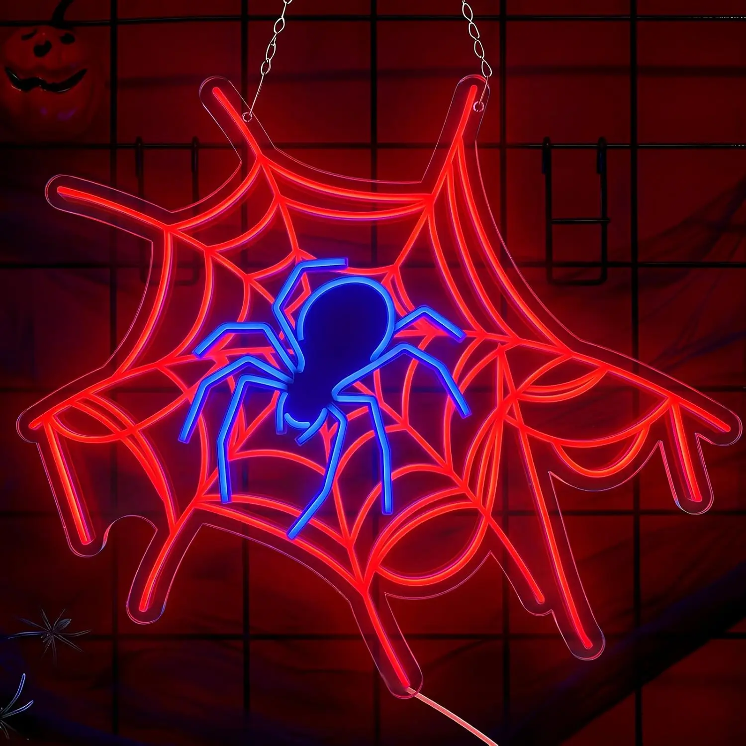 Halloween Spider Web Neon Sign USB LED Neon Light Wall Hanging Light for Halloween Party Bar Home Bedroom Aesthetic Decor Gift