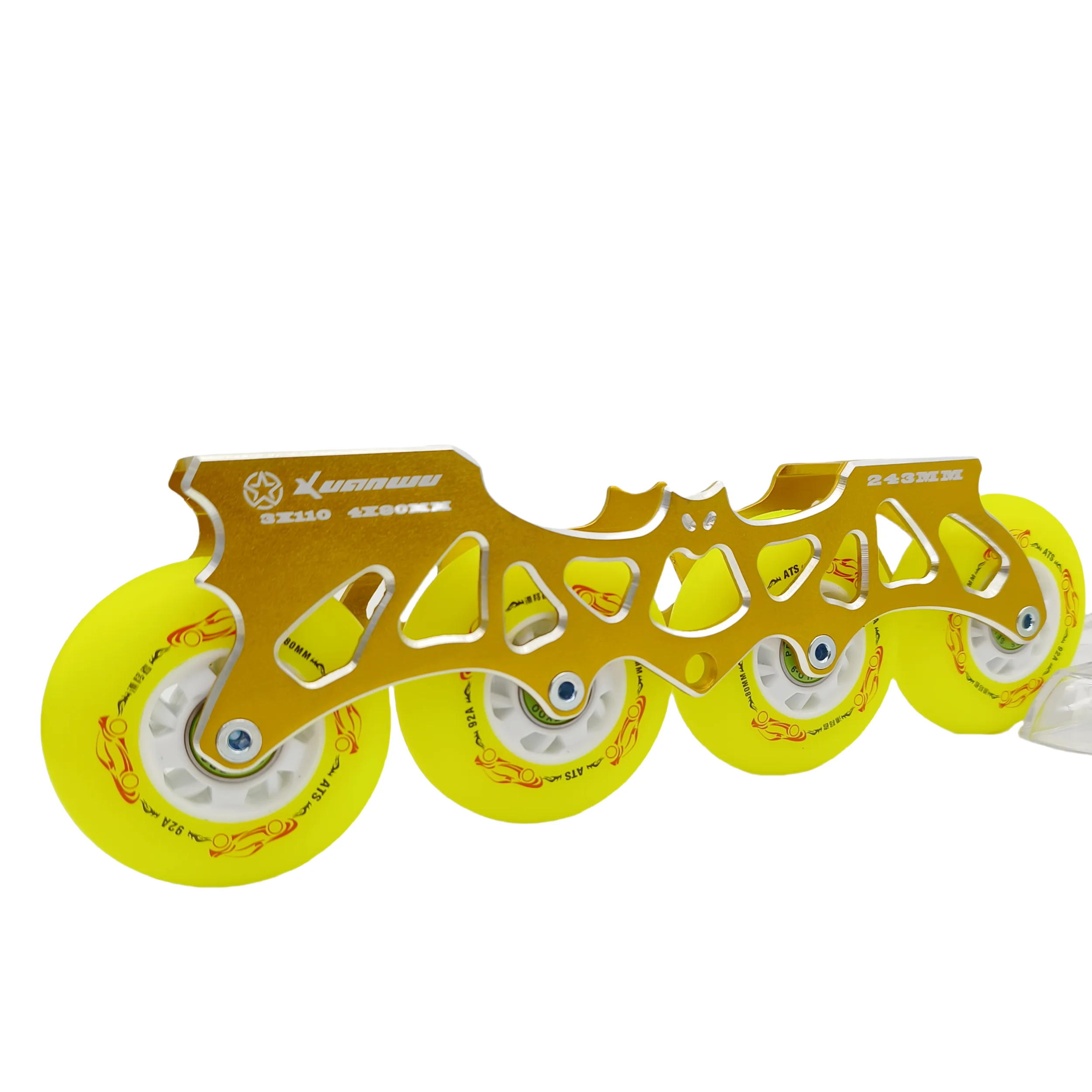 Quadro de skate 2 em 1 243mm plano 4x80mm 3x110mm com roda 80mm 92a