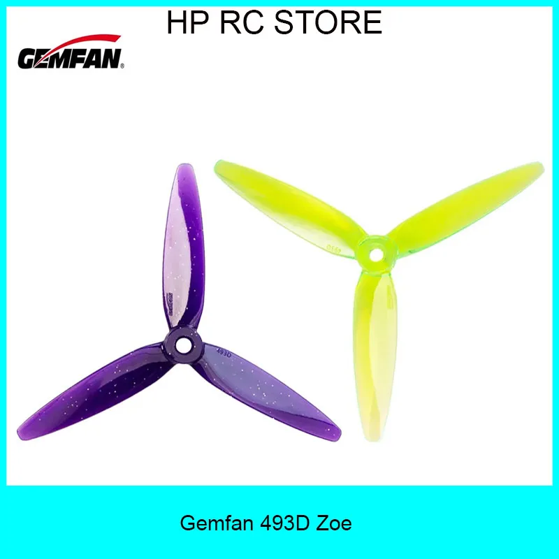 2Pairs Gemfan 493D Zoe Collaboration 3 Blade 4.9inch Propellers For For Small-sized Dual-Rotor Freestyle Racing Drones