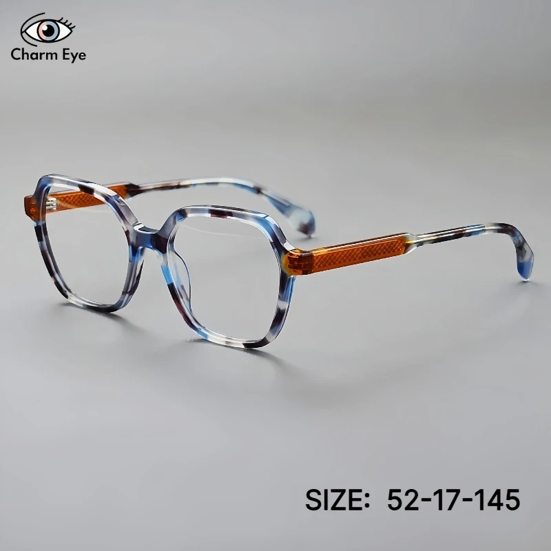 Japan Acetate Glasses Personalized Retro Optical Square Dopamine Color Frame Men Women Fashion Myopia Anti Blue Light Eyeglasses