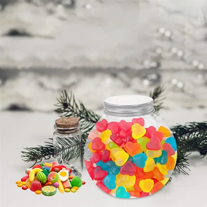 5Pcs 500ml Christmas Candy Jar Transparent Ball Shaped Drink Bottle Cookie Chocolate Snack Packing Can Christmas Decoration