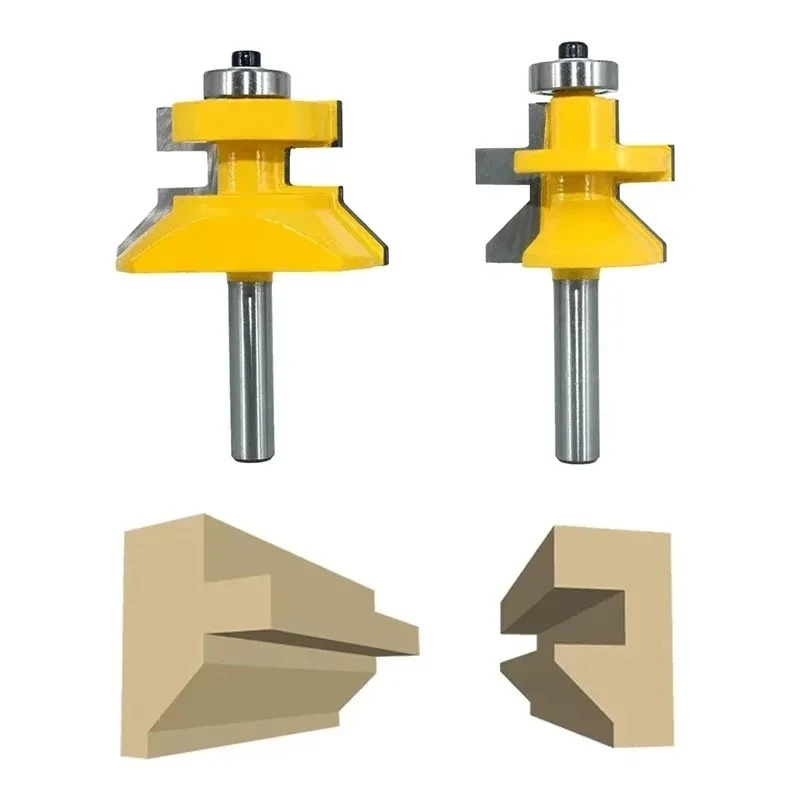 Woodworking Groove Cutters  Alloy Wood Tenon Bit 2PC/Set 8MM Shank Milling Cutter Wood Carving 120 Degree Router Bit Set