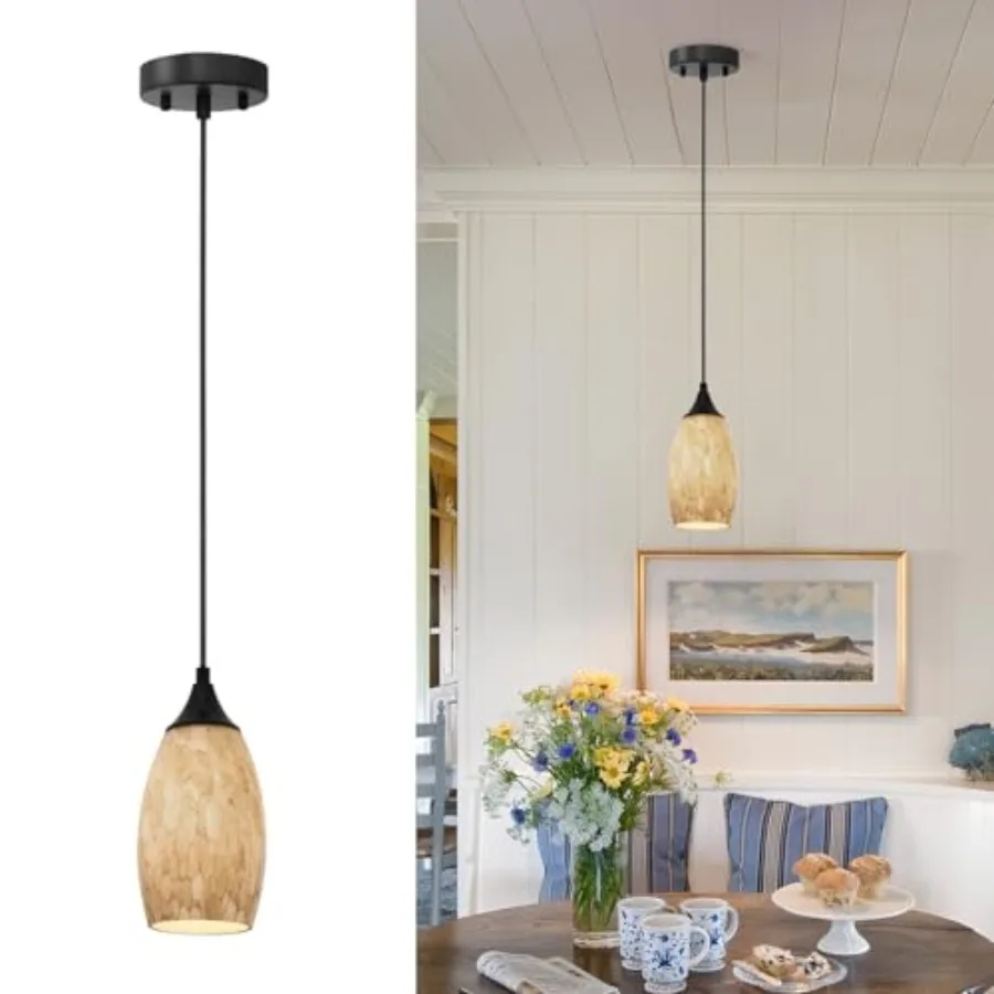 

Vintage Art Pendant Lighting Hand Glass Hanging Light Fixture Adjustable Cord for Kitchen Hallway Dining Room