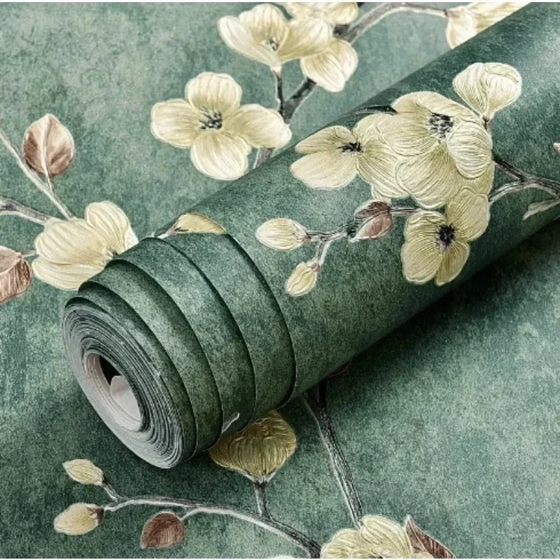 3d Floral Texture Non-Self Adhesive Wallpaper Rustic Vine Flower Vintage Wall Paper Bedroom Living Room TV Background Home Decor