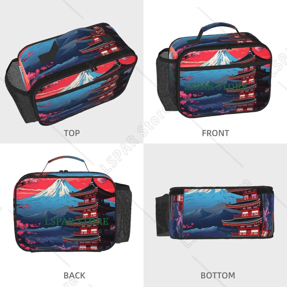 Japan Sakura Cherry Blossoms With A Red Rising Sun Insulated Lunch Bag for Kids School Cooler Thermal Food Box Tote Lunch Boxes
