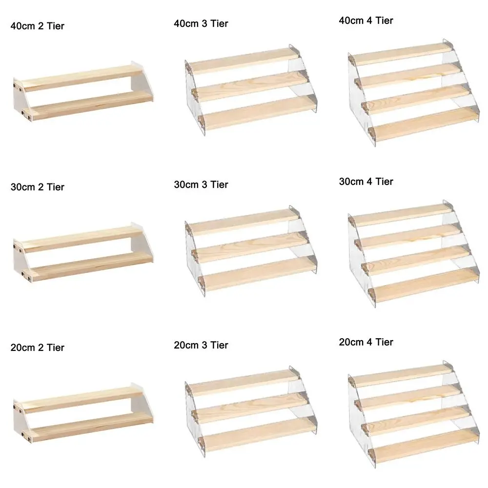 2–4 Etagen Acryl-Holz-Ausstellungsständer, abgestufter, multifunktionaler Make-up-Parfüm-Organizer, Regal, 20 cm/30 cm/40 cm