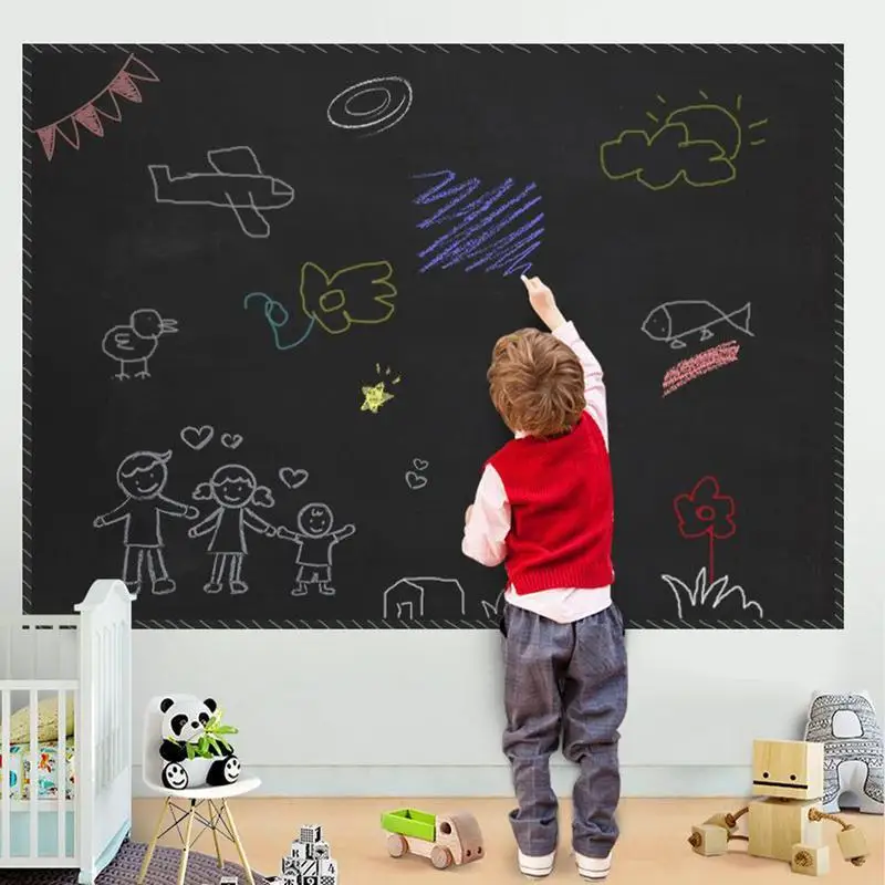 Black Chalk Sticker para parede, Wallpaper Stick para quarto, Classroom Display