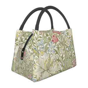 William Morris Art Insulated Lunch Bag for Women Floral Textile Pattern Thermal Cooler Lunch Tote Beach Camping Travel