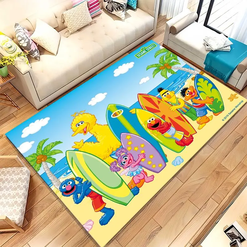Vintage S-Sesame Street Elmo Cookie Monster Soft Non-Slip Large Area Rug for Living Room,Bedroom Carpet Mat for Sofa,Home Decor
