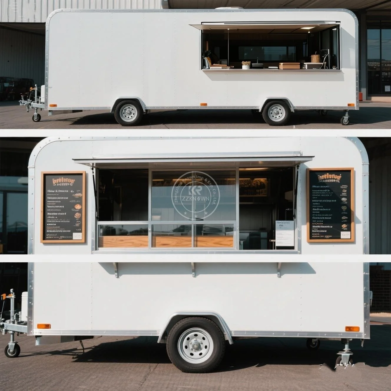 

New designed 13-foot concession food trailer with customizable kitchen and grill