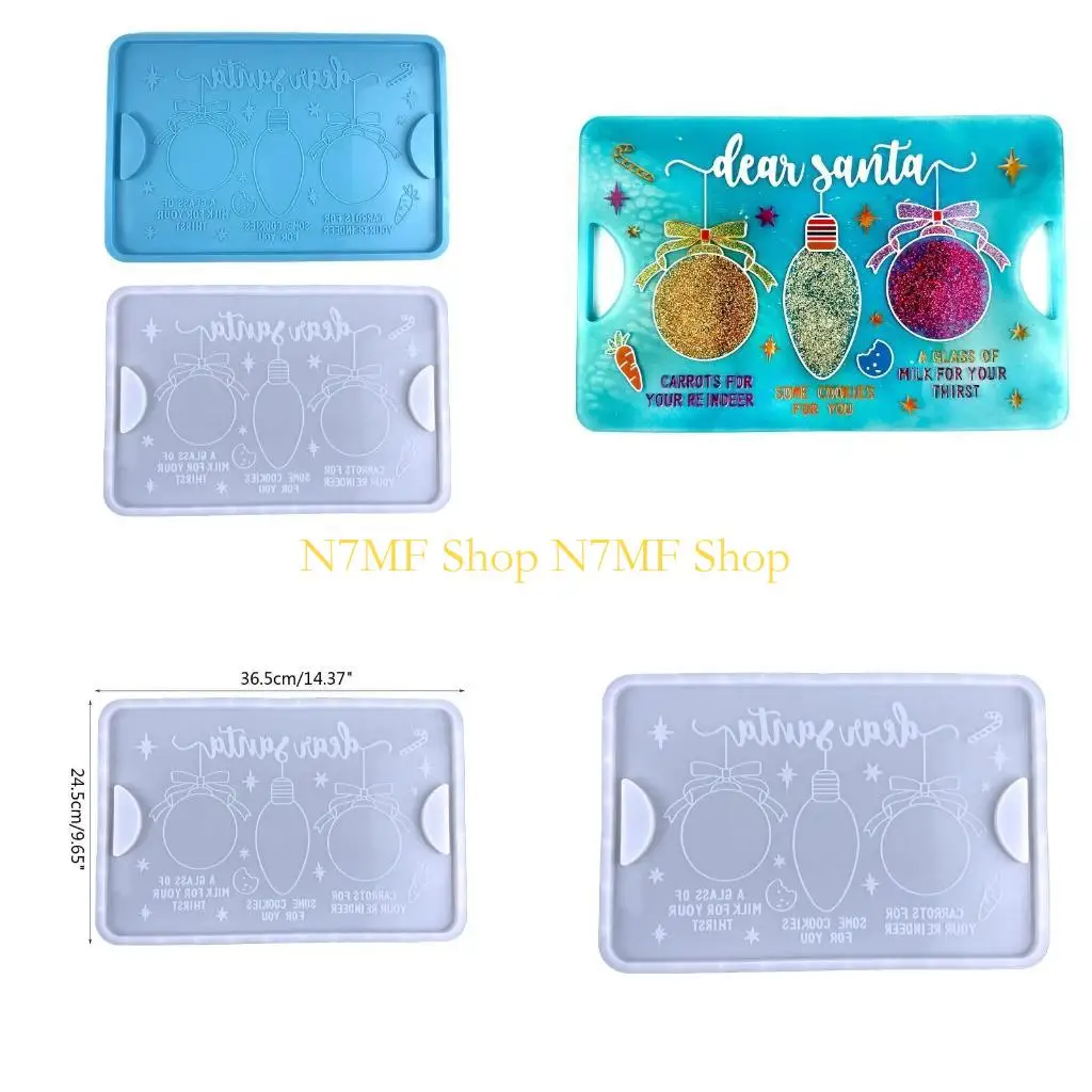 

N7MF Silicone Christmas Rectangular Plate Mold Jewelry Tray Epoxy Mold Casting Molds