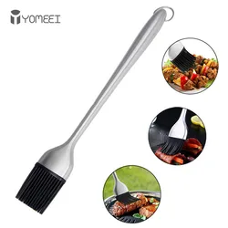 YOMEEI Silicone BBQ Basting Brush For Oil Stainless Steel Long Handle Brush Barbecue Butter Bread Breakfast Kitchen Accessories