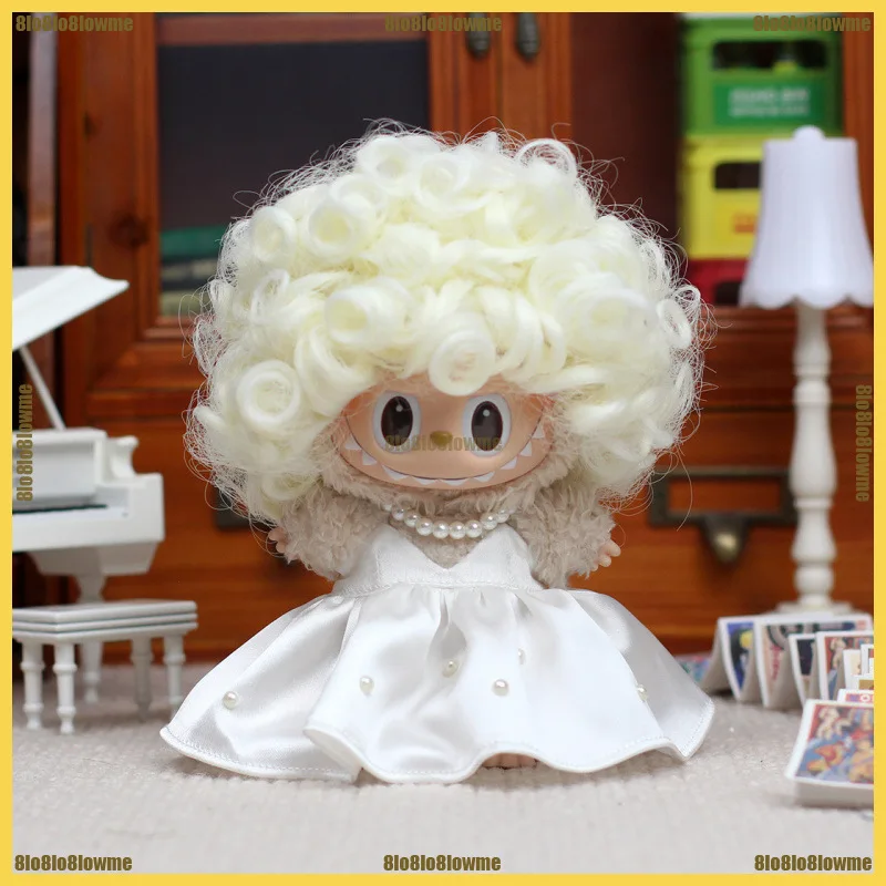 

Одежда для Labubu, классический парик Мэрилин Монро, комплект белого вечернего платья, мини-плюшевая кукла, одежда, модные аксессуары для кукол, подарки