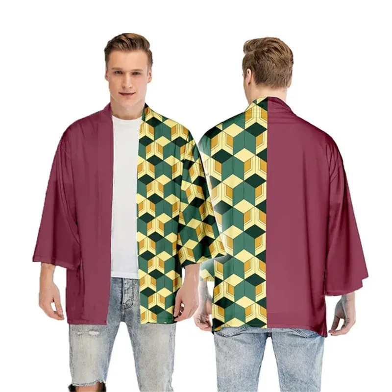 Mujeres/hombres verano Casual ropa informal fresca niños Demon Slayer Kimetsu no Yaiba estampado japonés Anime Kimono Haori Yukata Cosplay