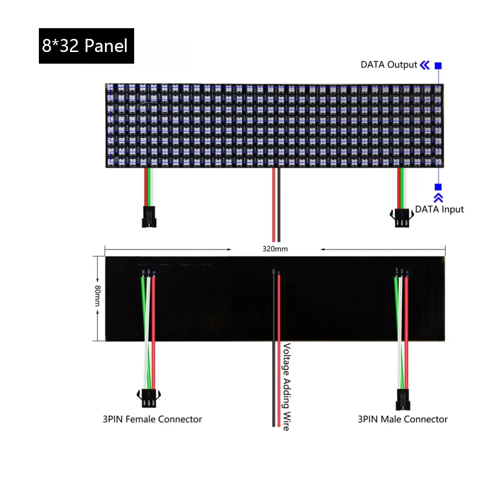 Imagem -03 - Painel Led Digital Flexível Endereçável Individualmente Ws2812b Ws2812 8x8 16x16 8x32 Pixels Module Matrix Screen Dc5v