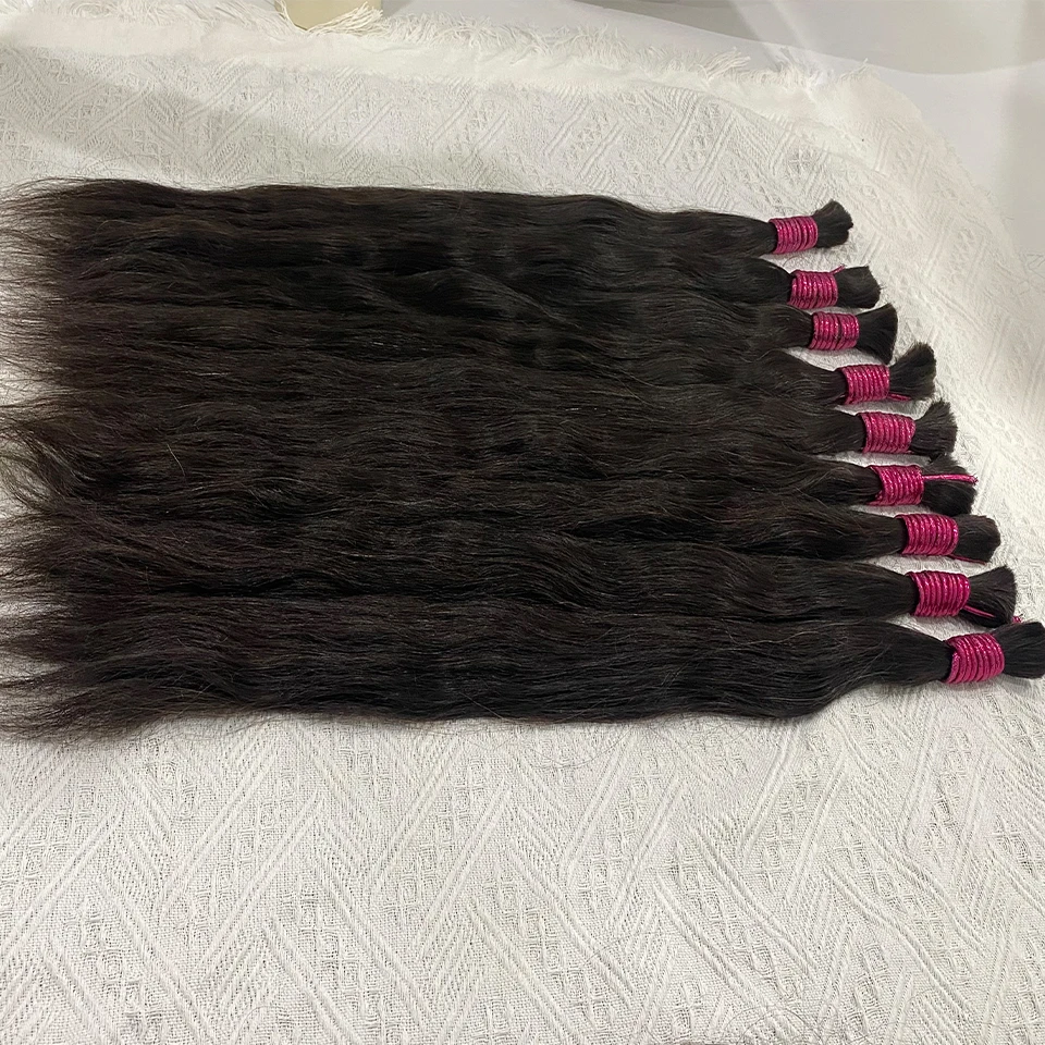 Cabello humano sin trama, extensión a granel, cabello humano virgen sin procesar, rizado, 10A, tejido de cabello a granel para trenzado, 100% sin procesar