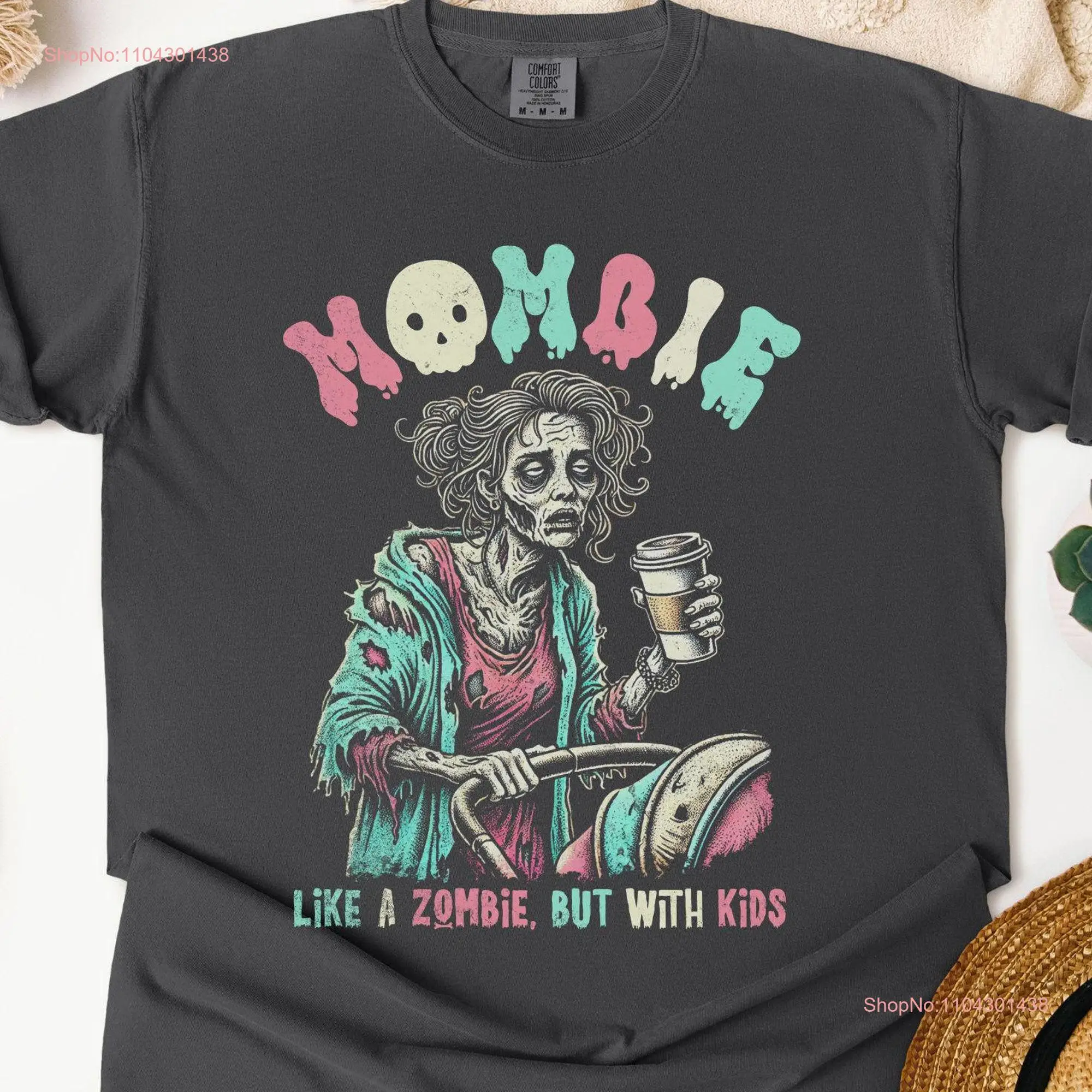 Mombie Like A Zombie But With Kids Funny Halloween T Shirt Momster Mom Life Spooky Mama Tired Fall Clothes Women