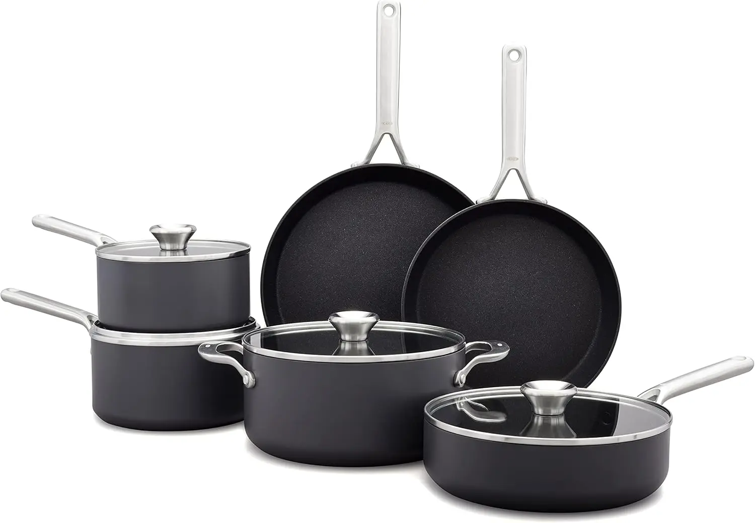 

Professional 10 Piece Cookware Pots and Pans Set, Hard Anodized Ceramic Nonstick PFAS-Free, Stainless Steel Handles