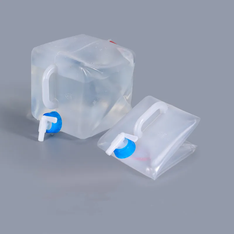 Empty 5L Plastic Collapsible Water Bag with Handle and Tap Foldable Water Containers Food Grade Material Liquid Bucket