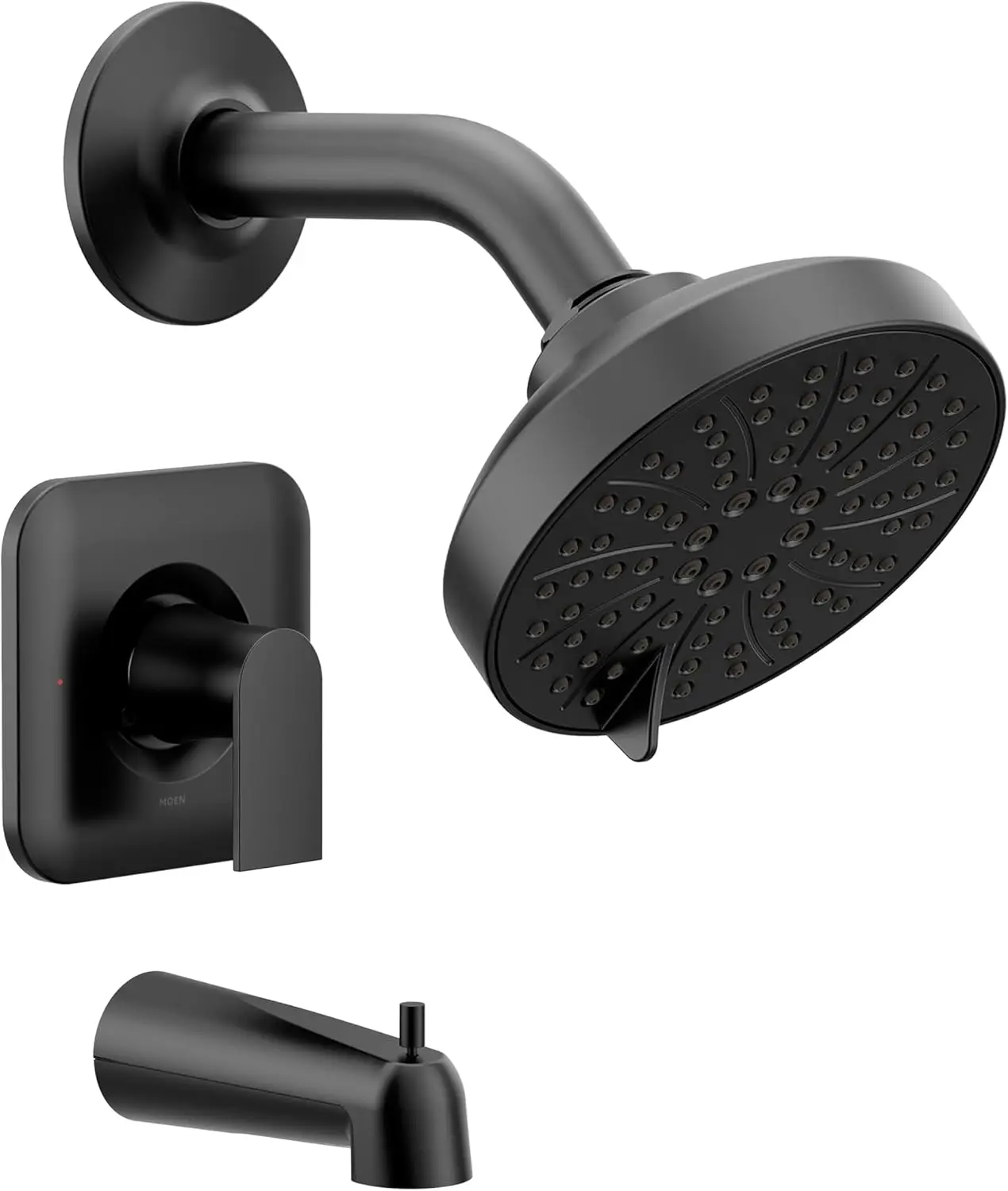 Modern Matte Black Shower Set with Pressure Balancing Valve, Lever Handle, and Tub Spout