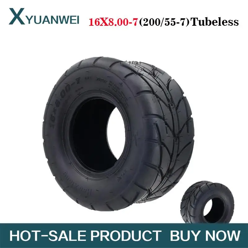 

16X8.00-7(200/55-70) Inch Tubeless Tyre Rubber Tire Anti-skid Rain Tires. Lawn Mower Wear-resistant road Four-wheel