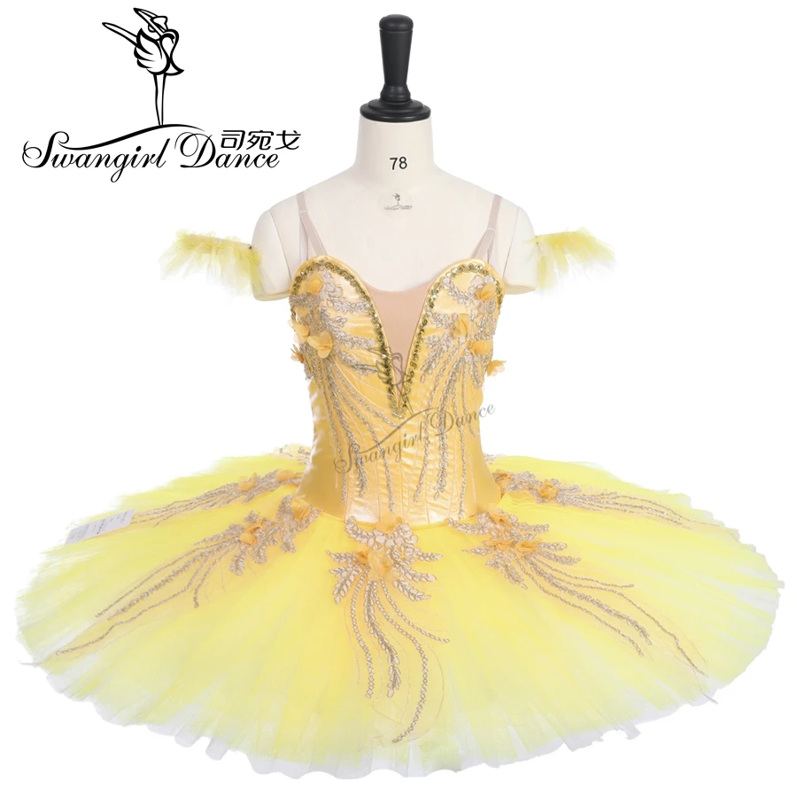 

new arrival yellow flower fairy ballet tutu platter marzipam pancake tutu girls classical ballet tutu dressBT9164